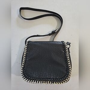 Urban Expressions Black Saddle Bag Purse Shoulder Bag with Meatal Detail